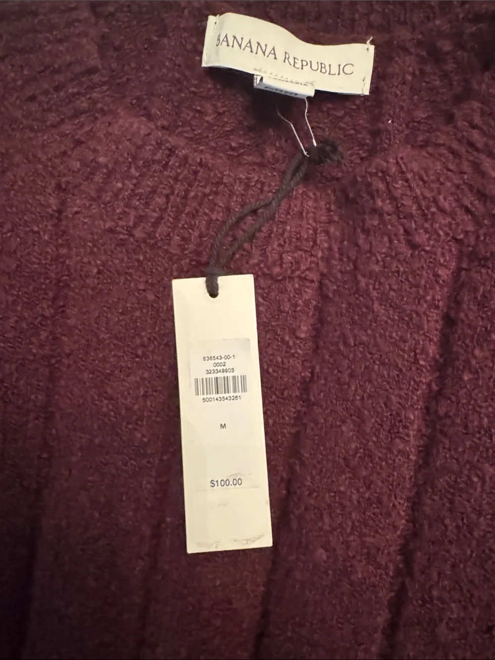 Banana Republic Men's Bouclé Ribbed Crew-Neck Sweater in Ruby Plum Purple